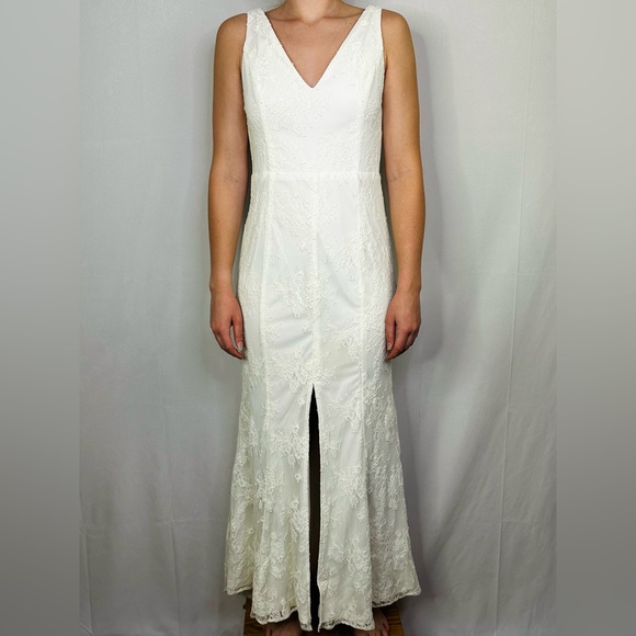 Lulus Bodycon Floral Maxi Dress Sleeveless V-Neck Wedding Formal Mermaid Gown - Picture 1 of 14